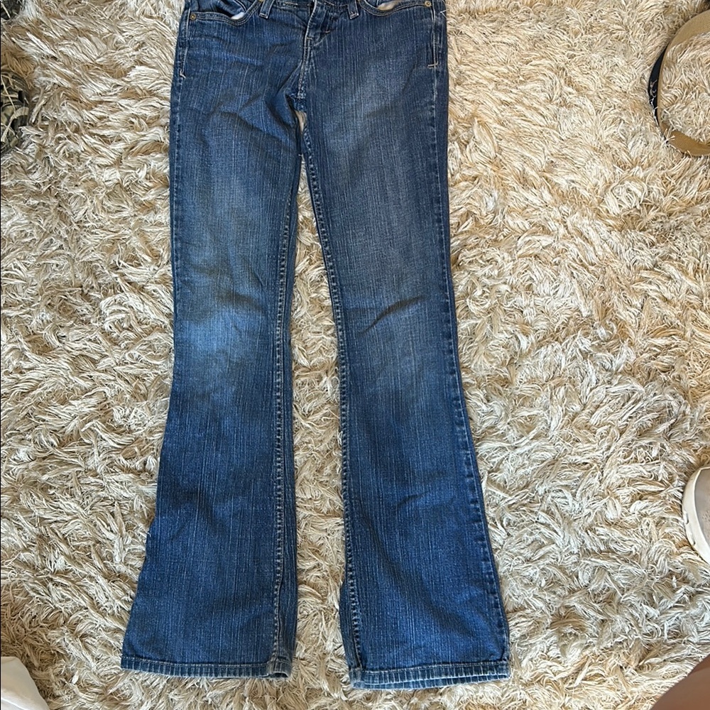 Vintage Levi's Dark Blue Low Rise Flare Jeans - Picture 2 of 5